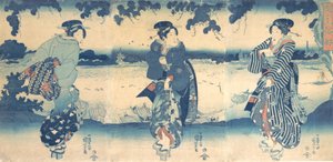 Mujeres cerca de un río, ca. 1850 de Utagawa Kuniyoshi