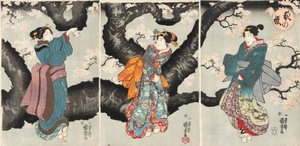 Yoru no sakura [Cerezos en flor por la noche], c.1846