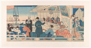 Miembro destacado de la versión estadounidense del plan Yokohama Diagrama bajo la jurisdicción del Gran Yokohama (Blood sound bje CT) de Utagawa Sadahide