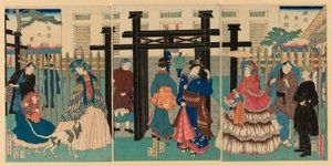 Casa mercantil extranjera en Yokohama (Yokohama ijin shokan) de Utagawa Sadahide