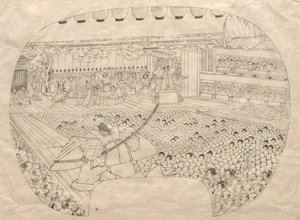 Interior del Teatro Kabuki de Utagawa Sadahide