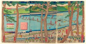 Procesión de Minamoto no Yoritomo a través del río Oi (Minamoto Yoritomo ko Oikawa gyoretsu zu)