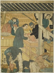 Sala de ventas en una tienda de comerciantes extranjeros en Yokohama de Utagawa Sadahide