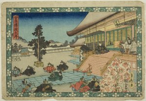 La escena inicial (Daijo), de la serie "Los secretos de Sugawara (Sugawara denju)" de Utagawa Sadahide
