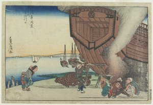 En la desembocadura del río Aji, siglo XIX de Utagawa Sadahiro