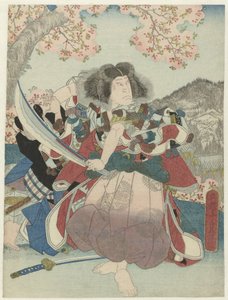 Nakamura Utaemon IV como Oniwakamaru en la obra "Kiichi hôgen sanryaku no maki", Teatro Naka de Utagawa Sadamasu