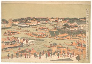 El nuevo Gran Puente de Naka Zu en Edo de Utagawa Toyoharu