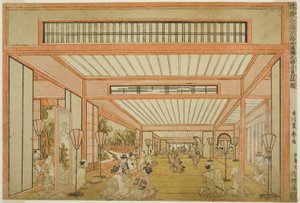 Vistas de Salas de Recepción en Japón - Entretenimientos en el Día de la Rata al Estilo Moderno de Utagawa Toyoharu