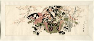 Una guerrera sosteniendo un hobby-caballo de Utagawa Toyohiro