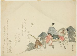 Contemplando el monte Fuji a caballo de Utagawa Toyohiro