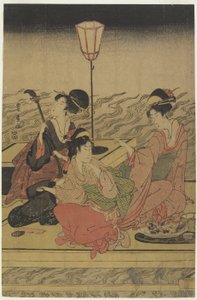 Junio (Fiesta de verano en el río Kamo), principios de 1800 de Utagawa Toyohiro