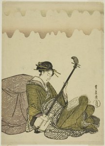Mujer tocando shamisen, de una serie sin título de mujeres en ocio