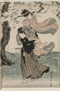 Flores de cerezo al viento de Utagawa Toyokuni