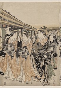 Cortesanas paseando por el Nakanochō de Utagawa Toyokuni