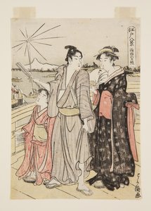 Atardecer en Ryogoku de Utagawa Toyokuni