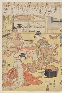 Mujeres haciendo ropa de Utagawa Toyokuni