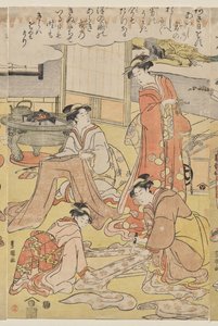 Mujeres haciendo ropa de Utagawa Toyokuni