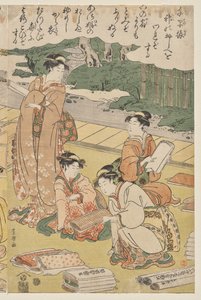 Mujeres haciendo ropa de Utagawa Toyokuni