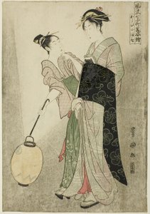 Cortejando a Komachi (Kayoi Komachi), de la serie Siete Figuras de Moda de Ono no Komachi (Furyu nana Komachi yatushi sugata-e) de Utagawa Toyokuni I