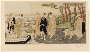 Recolectando mariscos en marea baja de Utagawa Toyokuni I