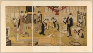 La tienda de abanicos Mieido de Utagawa Toyokuni I