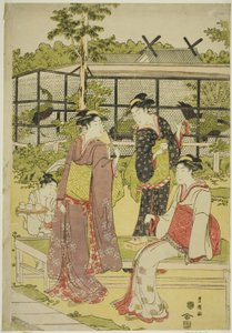 Mujeres visitando la casa de té de aves y flores (Kachojaya)