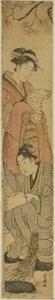 Pareja joven como Kanzan y Jittoku de Utagawa Toyokuni I