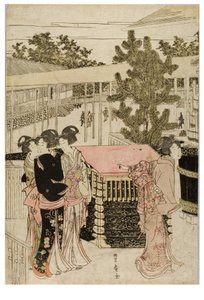 Peregrinación de Año Nuevo a Myohoji en Horinouchi, Edo, c.1804-1810 (xilografía sobre papel) de Utagawa and Toyokuni Utagawa Toyohiro