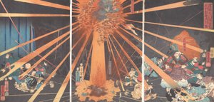 El fantasma de Akugenta vengándose de Nanba en la cascada de Nunobiki, 1856, 2º mes de Utagawa Yoshifusa