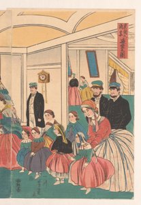 Los extranjeros se divierten en un banquete. de Utagawa Yoshikazu