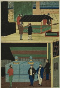 Interior de un barco de vapor americano de Utagawa Yoshikazu