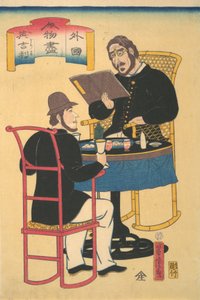 Ingleses cenando, primer mes de 1861 de Utagawa Yoshitora