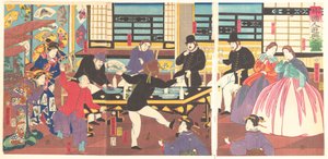 Extranjeros Disfrutando de una Fiesta, 1er mes, 1861 de Utagawa Yoshitora
