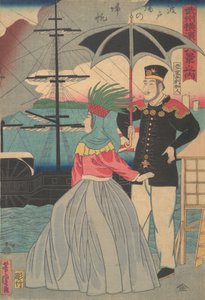 Velas de regreso en los muelles [pareja americana], primer mes, 1861