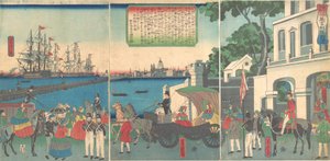 El puerto de Londres, Inglaterra, 2º mes, 1862 de Utagawa Yoshitora
