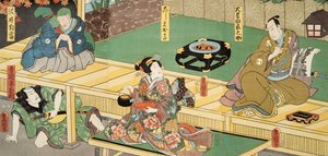 Escena de Genji monogatari (Cuento de Genji) de Murasaki Shibuku