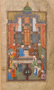 Escena de palacio en un Tuhfat al-Ahrar (Regalo de los libres) Bujará, Uzbekistán, período uzbeko, c.1540