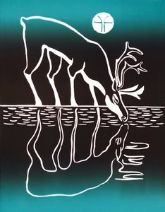 Caribú bebedor, 2018 (tinta sobre papel)