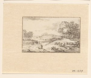 Paisaje con un jinete en un camino de tierra de Valentijn (possibly)