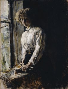 En la ventana. Retrato de Olga Fyodorovna Trubnikova, 1886