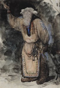 Diseño de vestuario para la ópera Ruslan y Lyudmila de M. Glinka de Valentin Aleksandrovich Serov