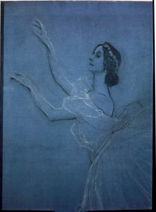 La bailarina Anna Pavlova (1882-1931) en el ballet ""Sylphides"" de Frederic Chopin (1810-1849) (detalle). Obra de Valentin Alexandrovich Serov (1865-1911), témpera y tiza sobre lienzo de Valentin Aleksandrovich Serov