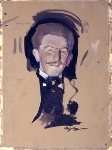 Retrato del artista Leon Bakst (Lev Rosenberg) de Valentin Aleksandrovich Serov