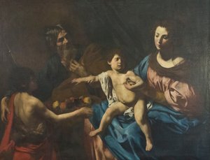 Sagrada familia con el joven San Juan Bautista de Valentin de Boulogne