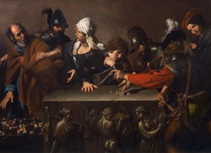 La Negación de San Pedro, por Valentin de Boulogne (1591-1632). Óleo sobre lienzo, c. 1616-1617. Fondazione di Studi di Storia dell