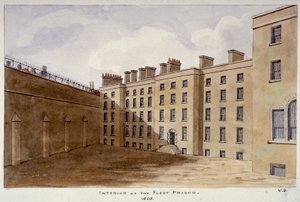 Patio interior de la prisión de Fleet, Ciudad de Londres, 1805