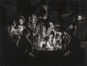 Un experimento en un pájaro en la bomba de aire después de Joseph Wright de Derby, 1769