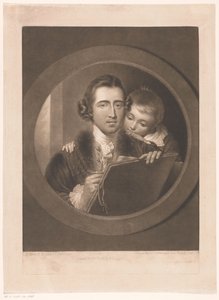 Retrato del artista Benjamin West con su hijo Raphael de Valentine Green