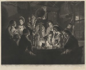 Un filósofo mostrando un experimento con la bomba de aire de Valentine Green after Joseph Wright