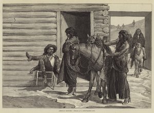 Bocetos americanos, indios en la cabaña de un comerciante de pieles